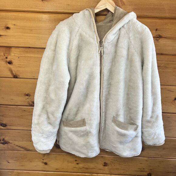 WINLIT New York Leather  Faux Fur Reversible S Hooded Jacket Womens Medium VTG - Picture 6 of 8